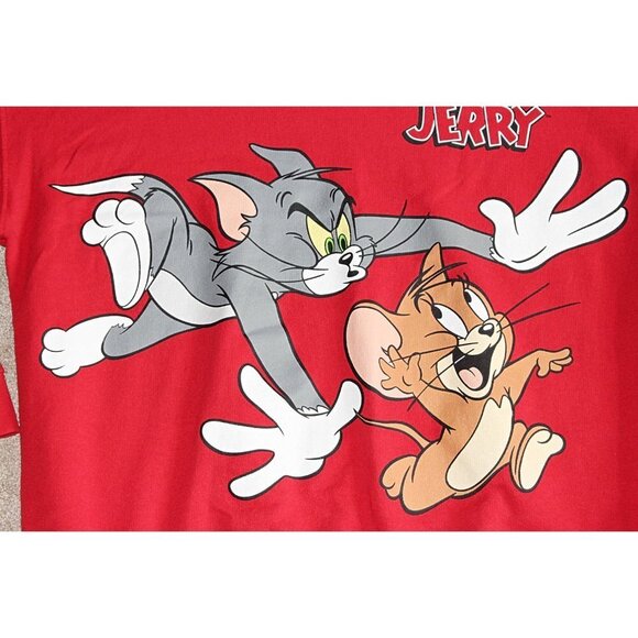 Tom and Jerry Cartoon Sweatshirt, Cotton Blend - Red - XL - Picture 2 of 8
